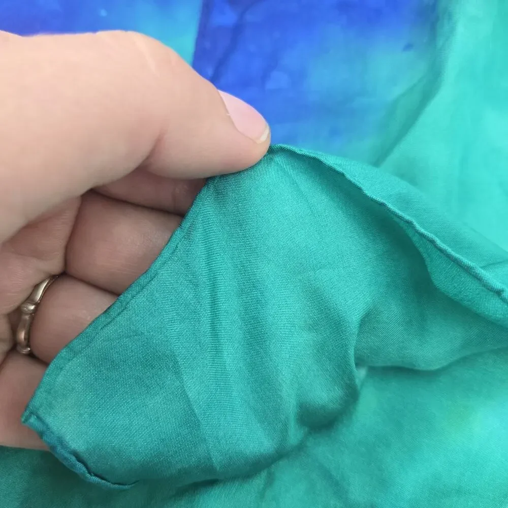 Vintage Rectangle Silk Hand Dyed Purple Pink Blue Multicolor 